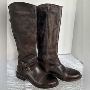 Hinge Distressed Brown Leather Knee-High Boots